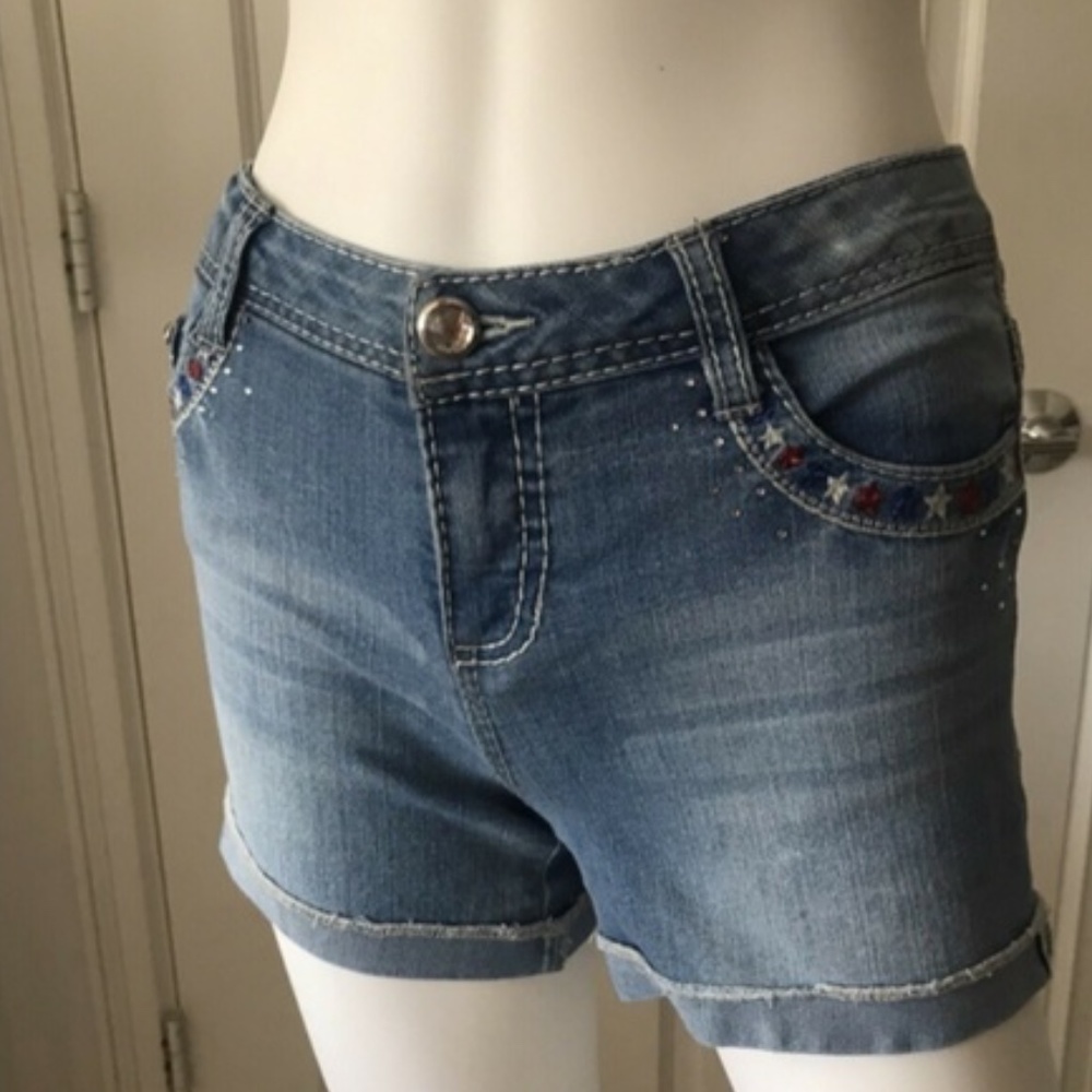 Xhilaration Girls Short Jean Denim Mid Rise Blue L